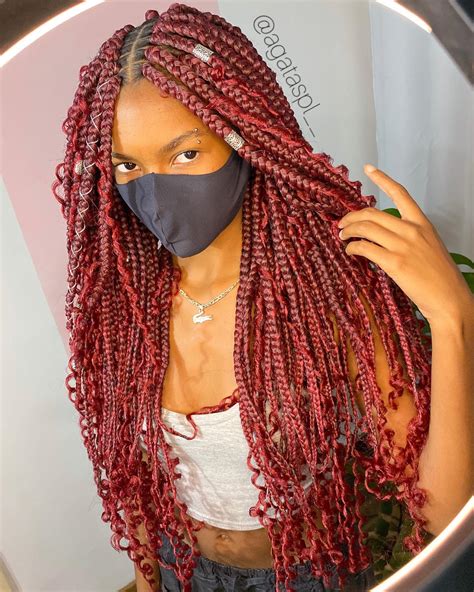 12 Fierce Red Box Braids Styles to Try In 2023 